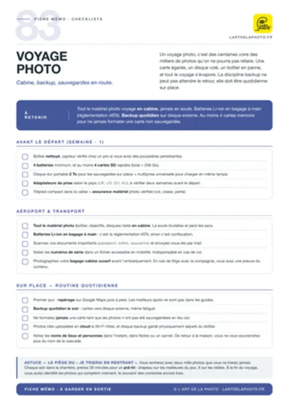 Aperçu de la checklist voyage photo