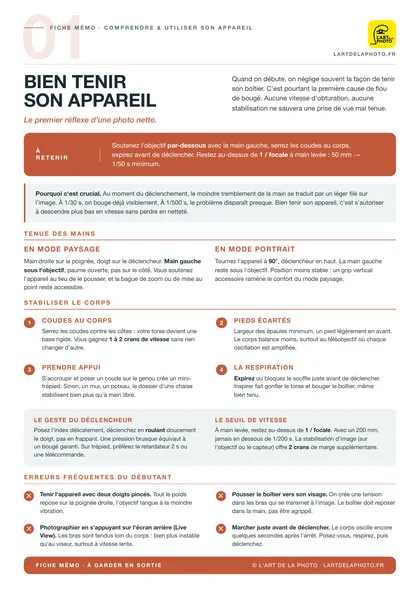 Fiche bien tenir son appareil
