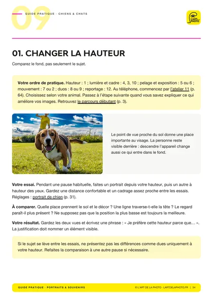 Page de l'atelier 01, Changer la hauteur